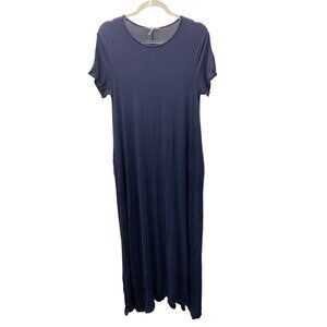 Annabelle Navy Short Sleeve Maxi Dress